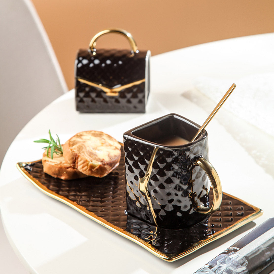 PANPANDAL Creative Bag Coffee Cup Set Mug(white): Cup & Saucer  Sets