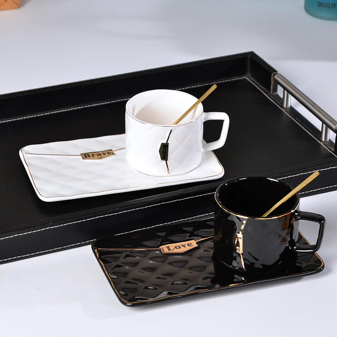  Handbag-Shaped Creative Mug With Saucer & Spoon, Creative Mug  To Handbag Lovers, Wife And Girlfriend Holiday Gifts, Black : Home & Kitchen