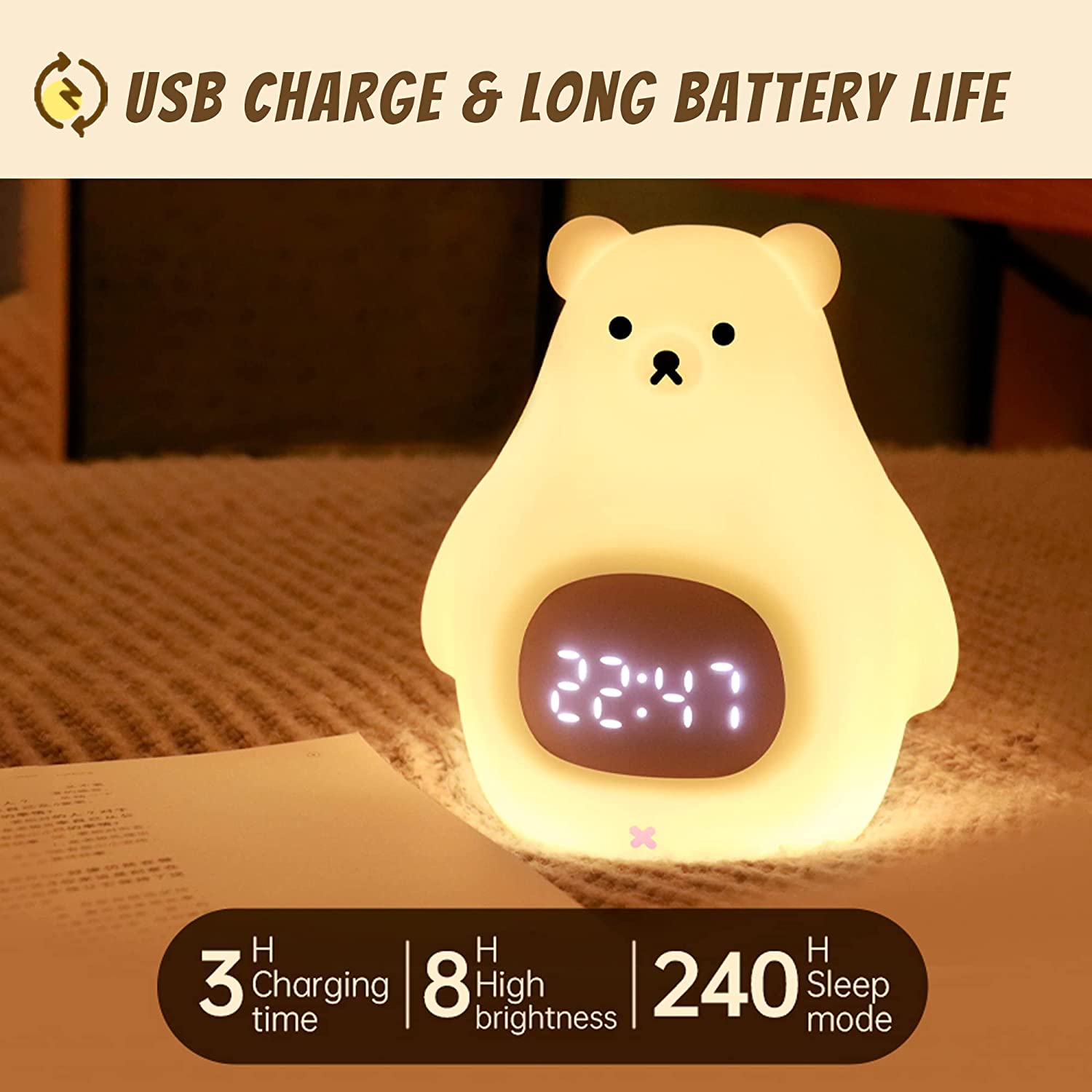 Kung Fu Chicken Cute Night Light Alarm Clock